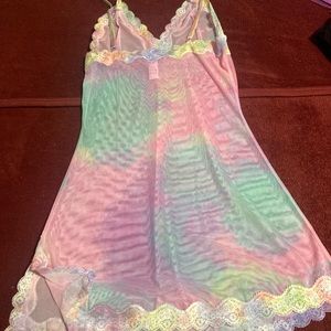 DOLLS KILL CURRENT MOOD Rainbow Multi- color lace slip/dress Large- never worn
